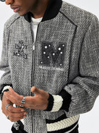 MEDM Pearl Tweed Short Varsity Jacket