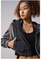 Remedy Backpack Design Washed Denim Short Jacket