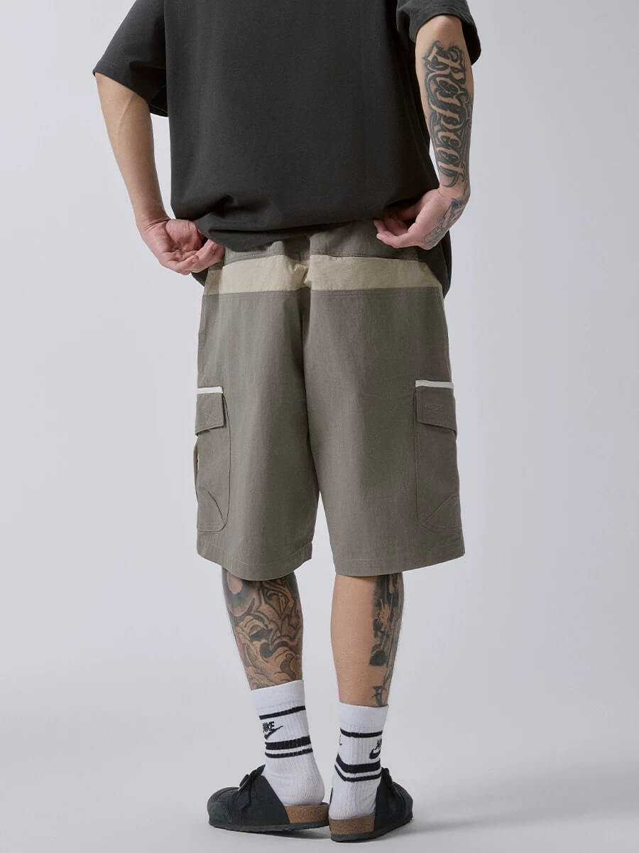 F2CE Color Block Patchwork Pocket Utility Shorts