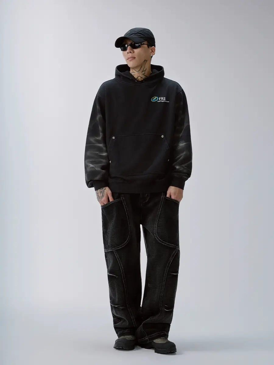 F2CE Tie Dye Distressed Embroidered Hoodie
