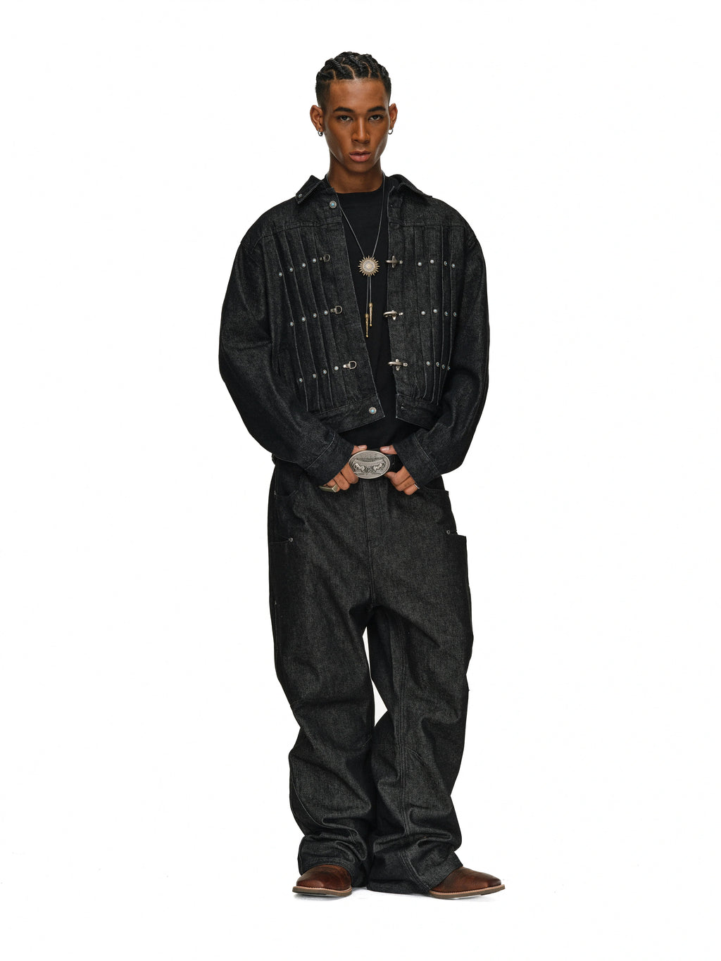 ANTIDOTE Studded Slash Pocket 3D Cut Jeans