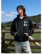 MEDM Flower Logo Embroidered Zip-Up Hoodie