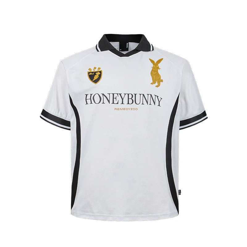 Remedy HONEYBUNNY Rabbit Embroidered Soccer Jersey Polo Shirt