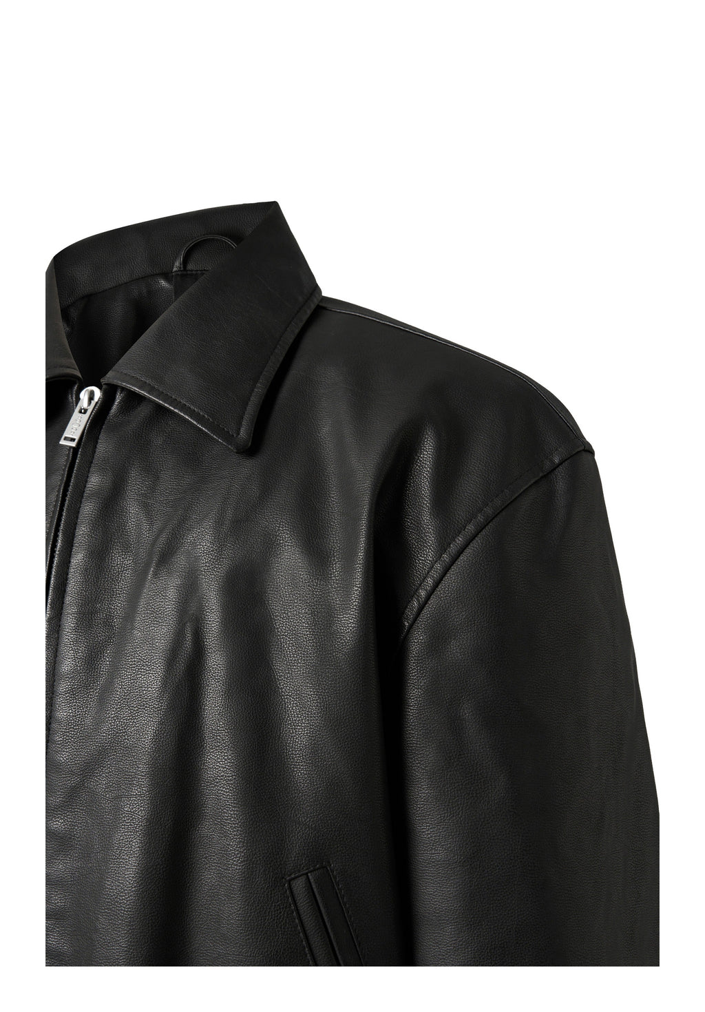 KARMANISTIC Graphic Embroidered Leather Short Bomber Jacket