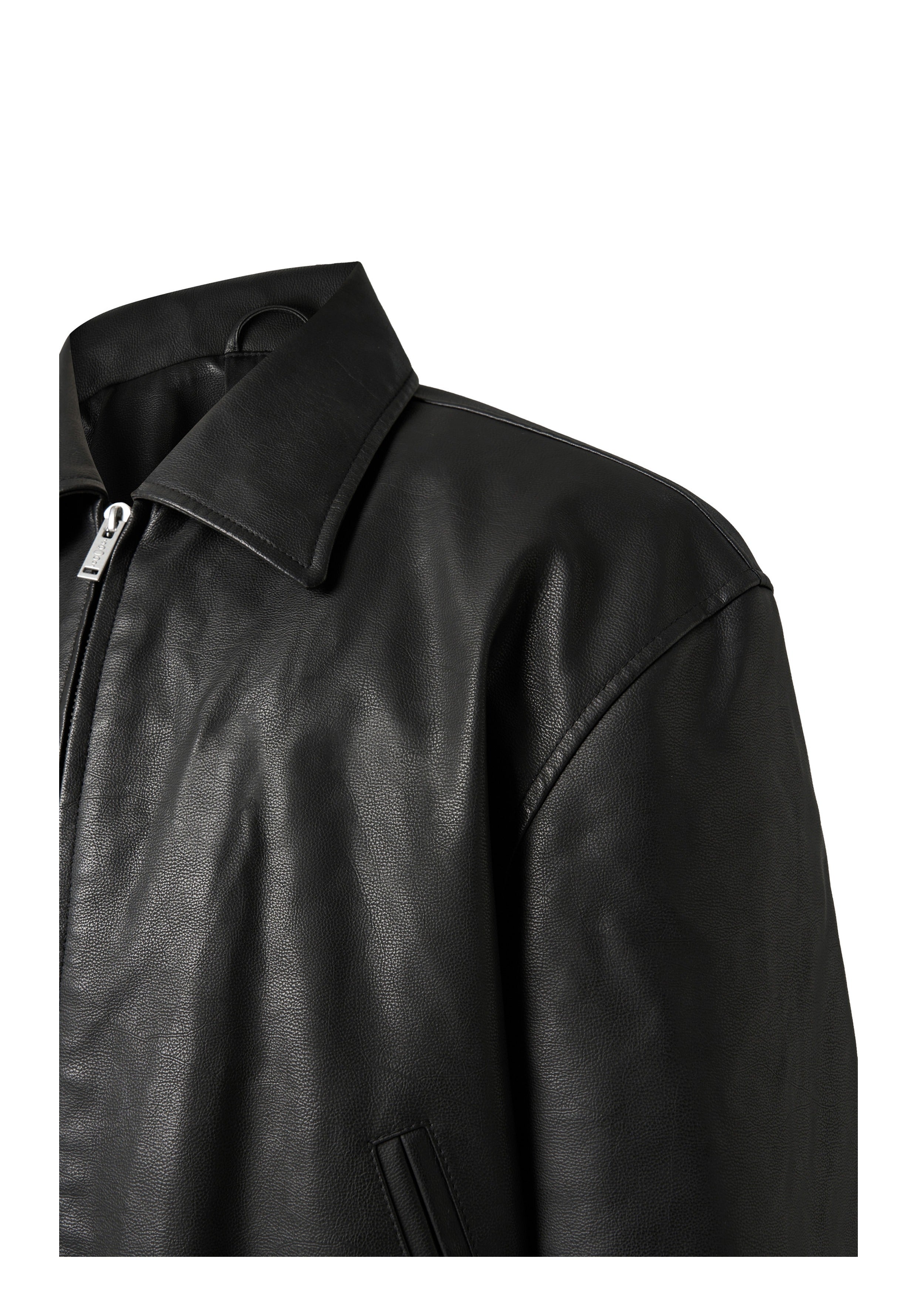 KARMANISTIC Graphic Embroidered Leather Short Bomber Jacket