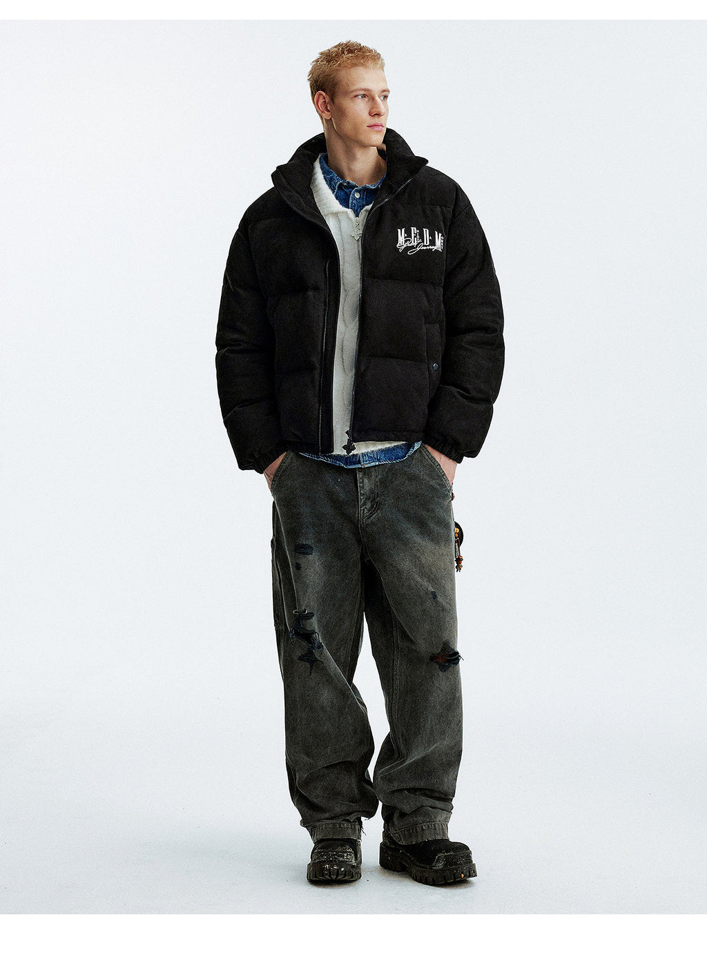MEDM Suede 3D Embroidered Down Jacket