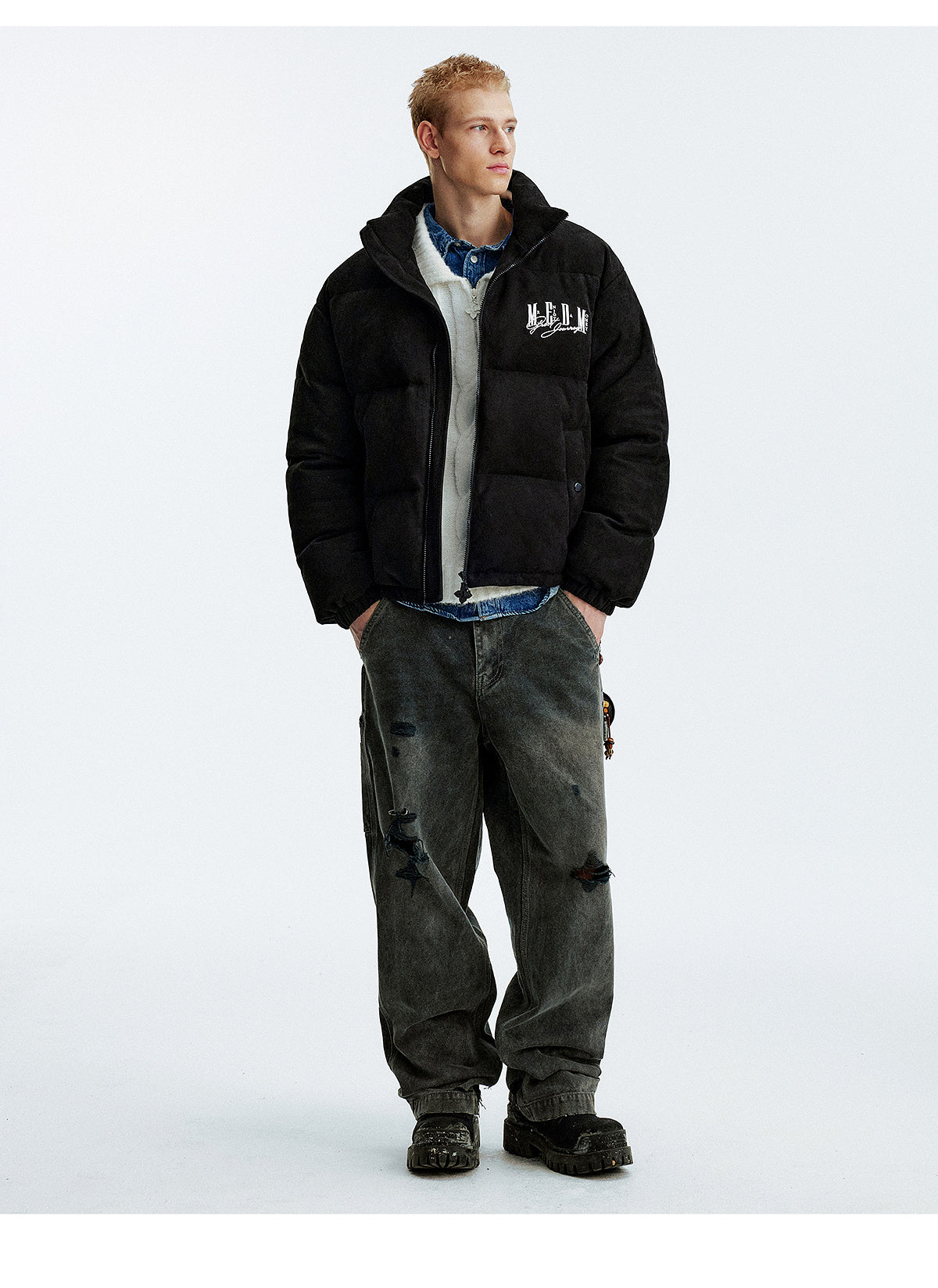 MEDM Suede 3D Embroidered Down Jacket