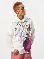 EMPTY REFERENCE Hand Painted Watercolor Vase Long Sleeve Shirt