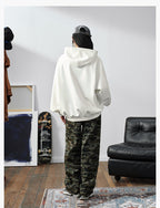 MEDM Suede Logo Patch Zip-Up Hoodie