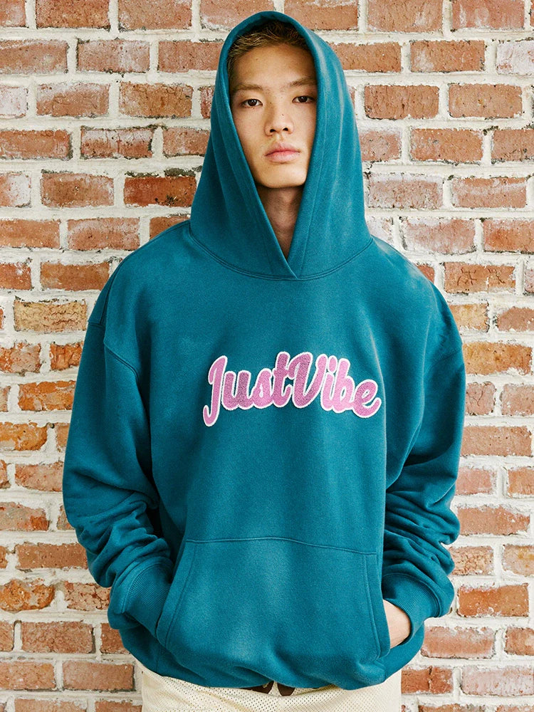 JUST VIBE Terry Embroidered Logo Hoodie