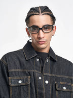 F3F Select Orange Stitching Black Denim Jacket
