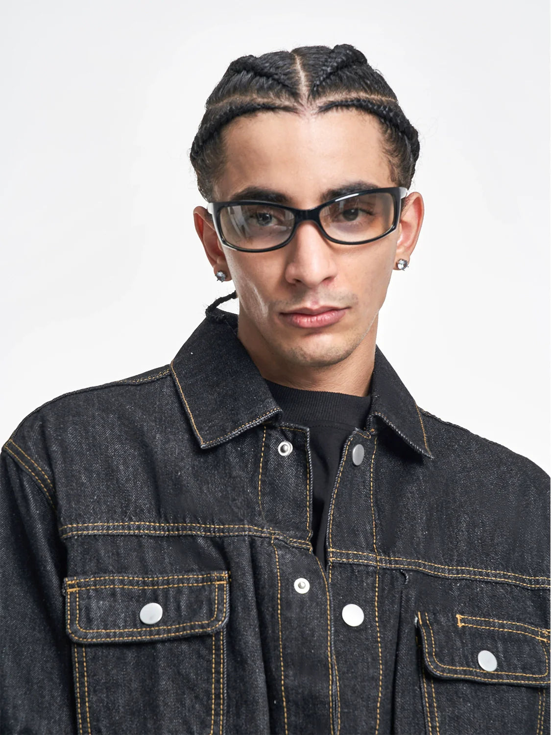 F3F Select Orange Stitching Black Denim Jacket