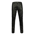 TGFCLUB Embossed Studded Slim Fit PU Leather Pants
