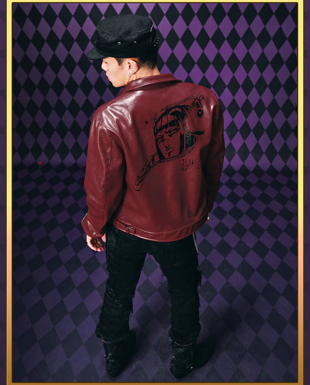 MEDM × JOJO PU Leather Biker Jacket