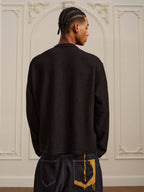 YADcrew Twisted Henley Pinstripe Long Sleeve Tee