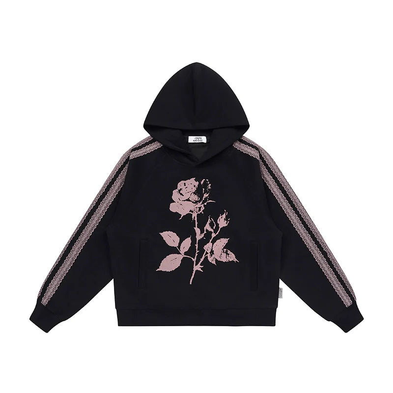 EMPTY REFERENCE Rose Printed Lace Hoodie