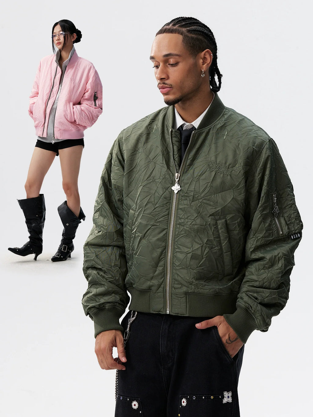MEDM Crinkled Nylon MA-1 Bomber Jacket