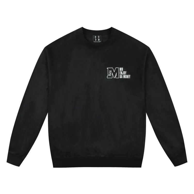 MEDM Logo Label Embroidered Suede Sweatshirt