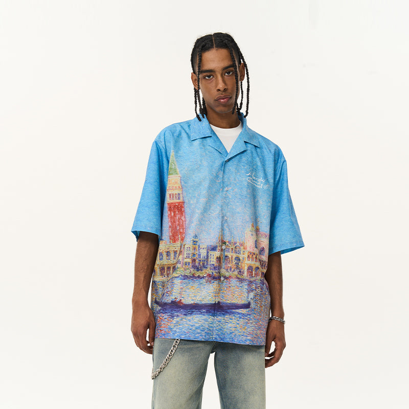 Harsh and Cruel Urban Oil Full Print Cuban Shirt