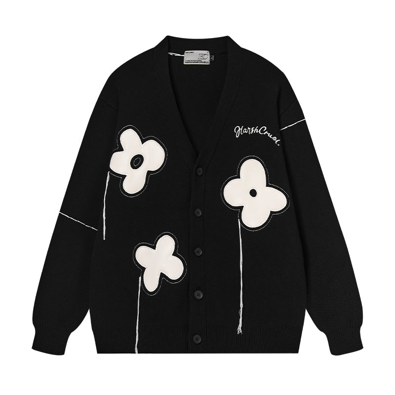 Harsh and Cruel Hand painted Flowers Knitted Cardigan
