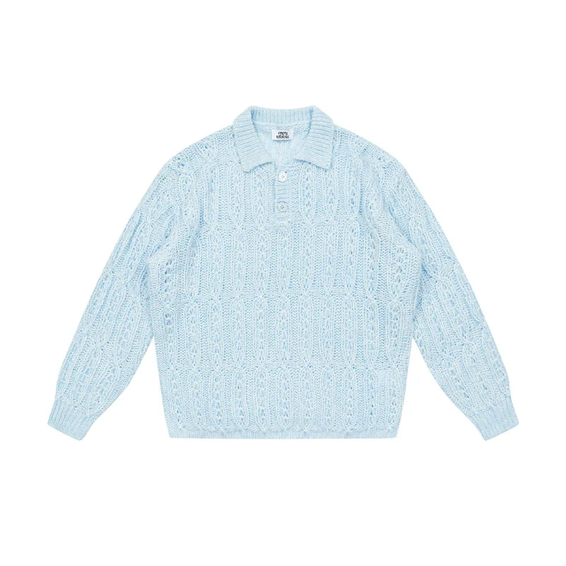 EMPTY REFERENCE Cutout Polo Knit Sweater