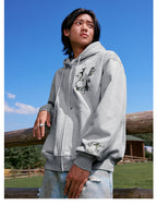 MEDM Flower Logo Embroidered Zip-Up Hoodie