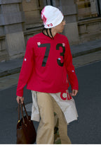 STEEPC Number Print Small Patch Long Sleeve Tee