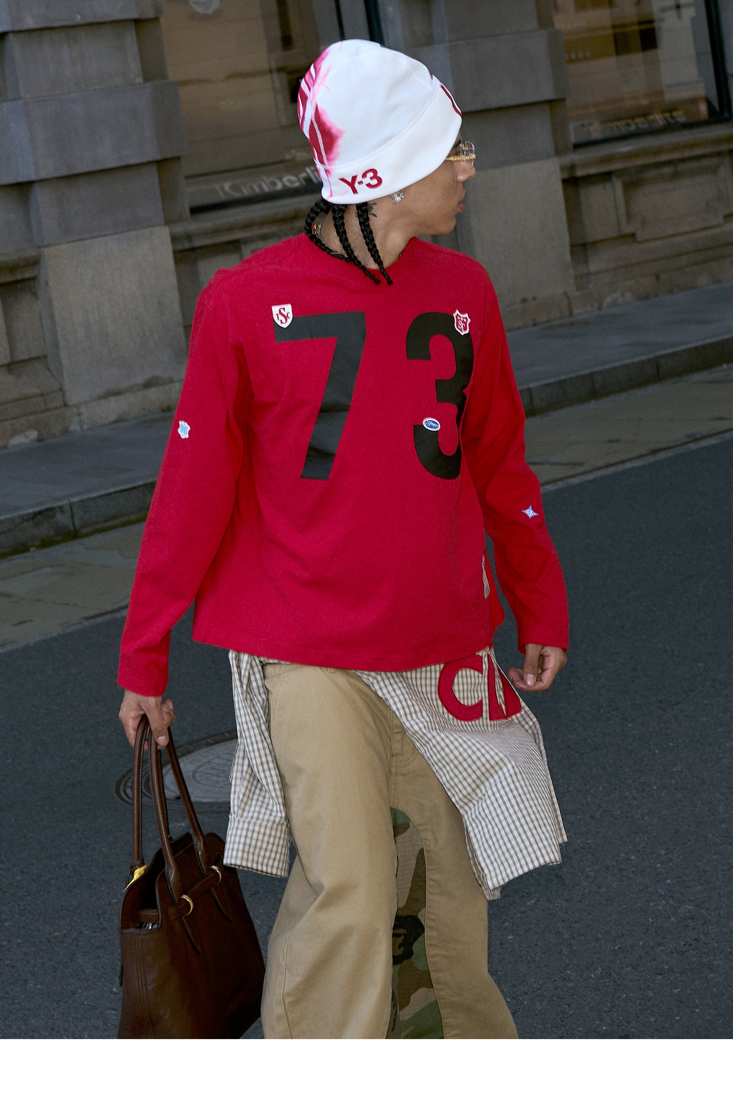 STEEPC Number Print Small Patch Long Sleeve Tee