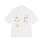 AFGK Floral Embroidered Waffle Short Sleeve Shirt