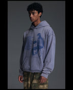 NOVACAM Washed Distressed Vintage Print Hoodie