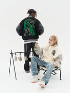Harsh and Cruel Gothic Logo Embroidered Varsity jacket