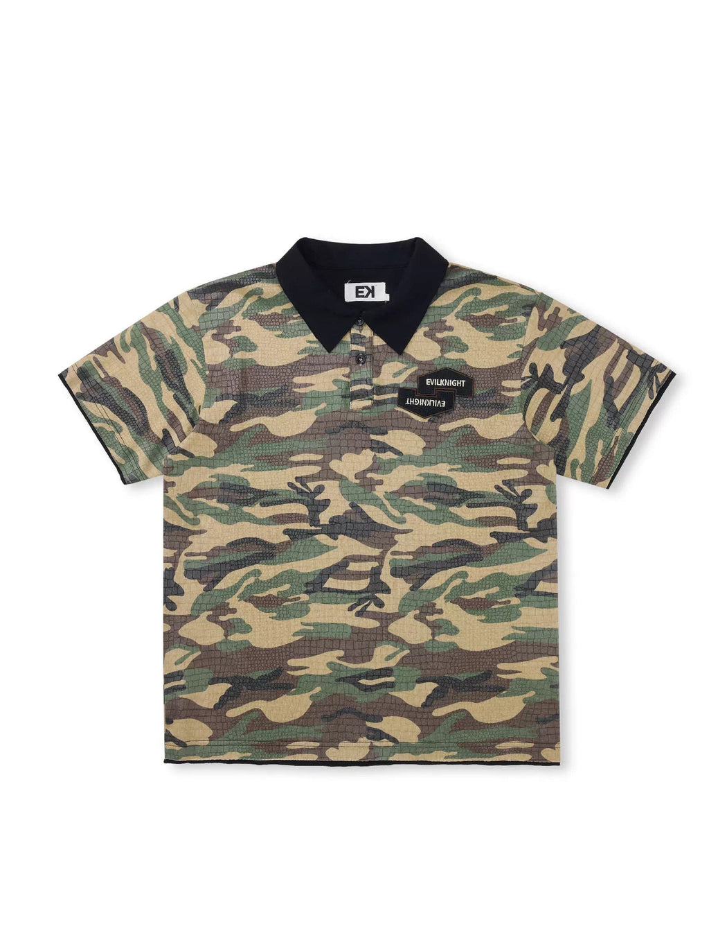 EVILKNIGHT(EK) Embossed Snake Print Camo Polo