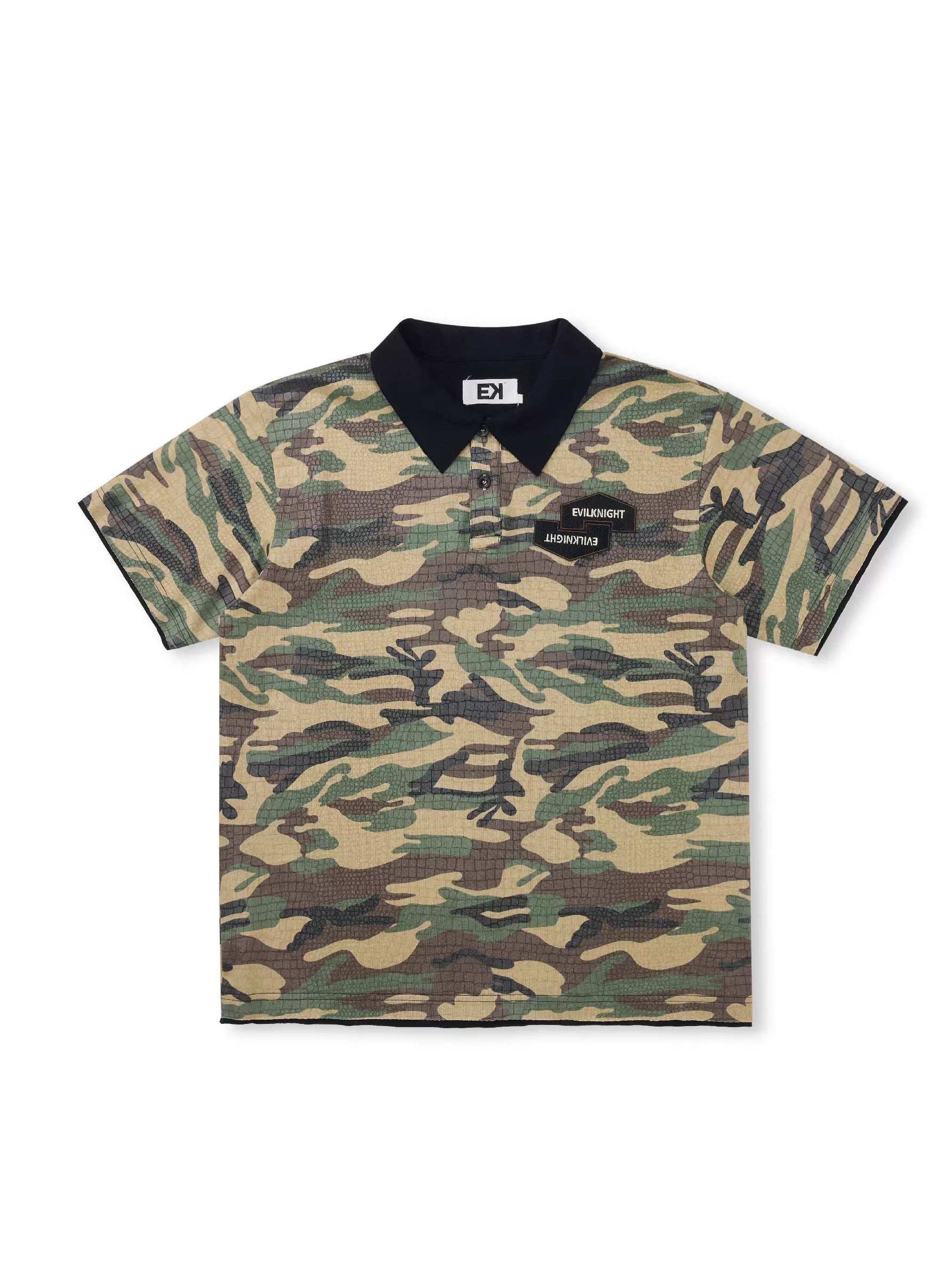 EVILKNIGHT(EK) Embossed Snake Print Camo Polo