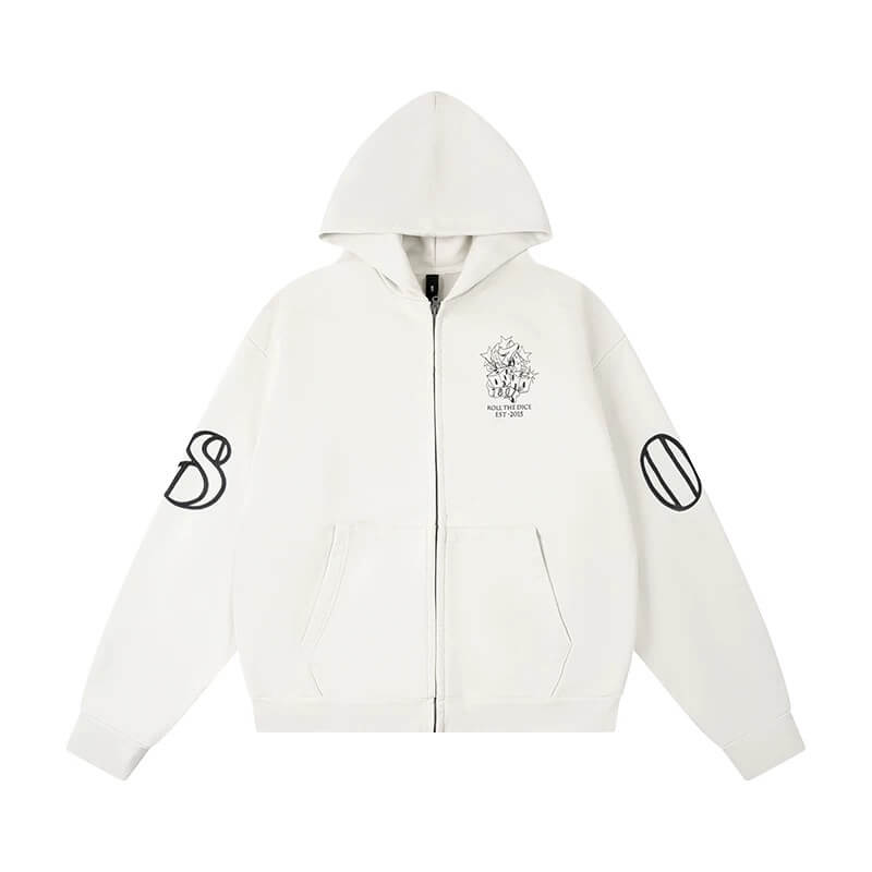 1807 ROLLTHEDICE Printed Zip Up Hoodie