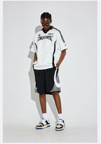 DICETINY Floral Logo Print Soccer Jersey Polo Shirt