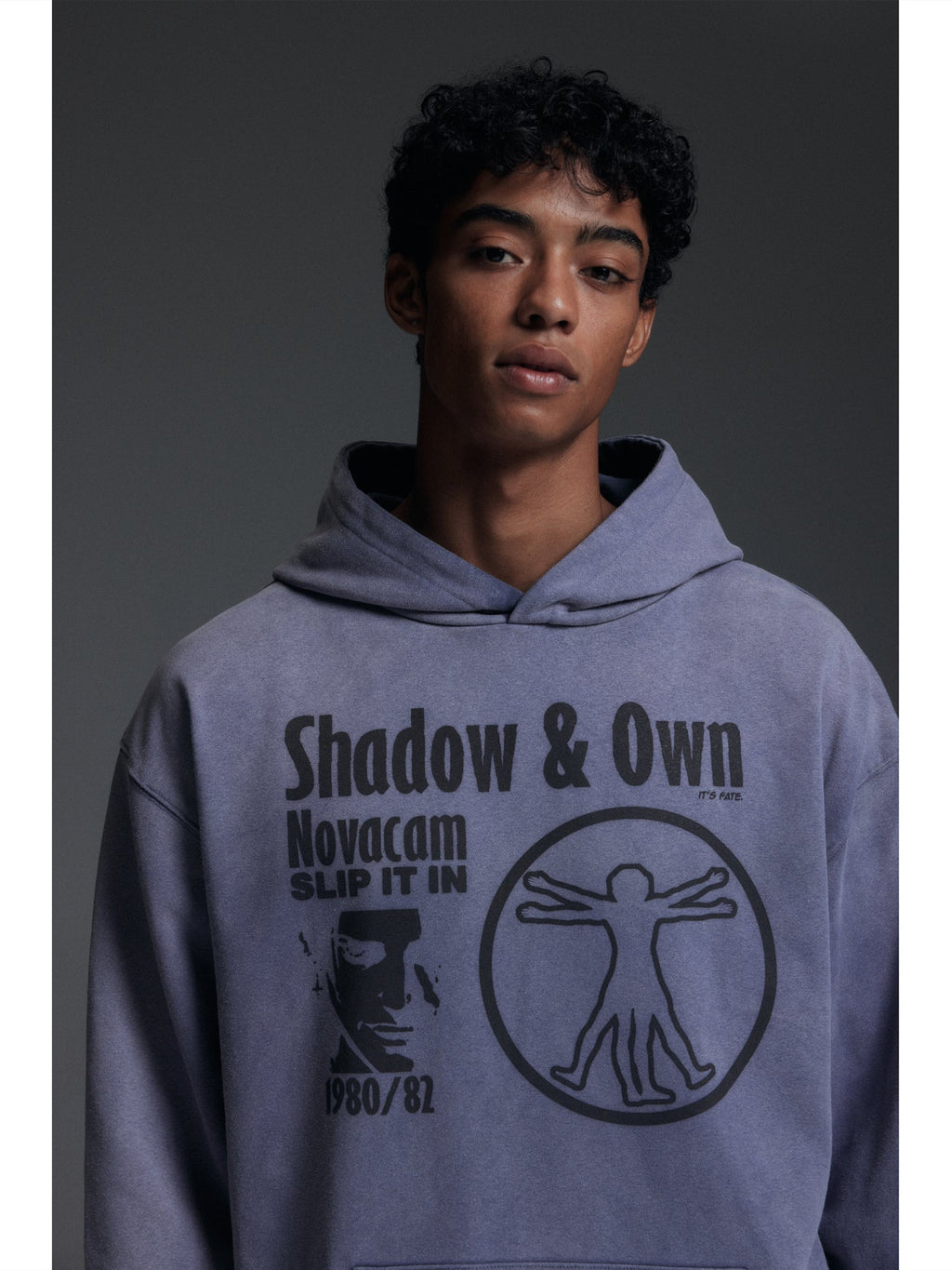 NOVACAM Washed Distressed Black Circle Hoodie