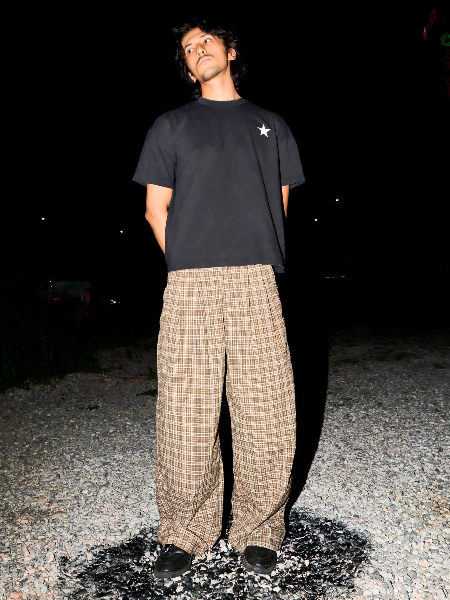 LIBERAFIT Plaid Seersucker Baggy Suit Pants