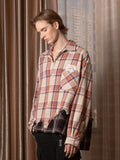 SOD Co. Distressed Layered Plaid Long Sleeve Shirt