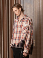 SOD Co. Distressed Layered Plaid Long Sleeve Shirt