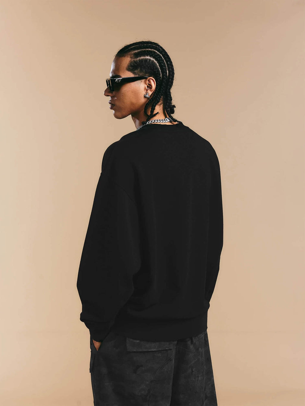 1807 Rhinestone Embellished Neckline Sweatshirt