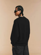 1807 Rhinestone Embellished Neckline Sweatshirt