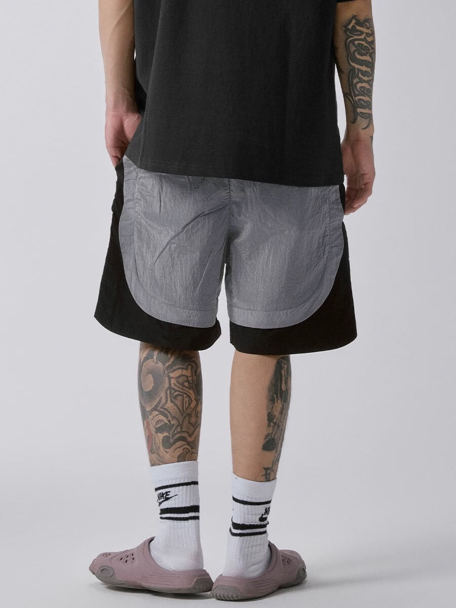 F2CE Metallic Nylon Patchwork Shorts