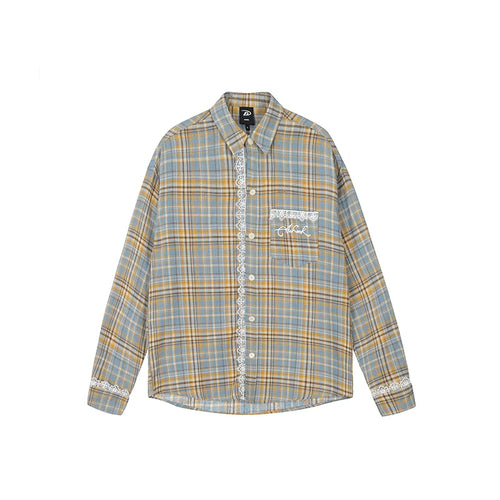 Achock Plaid Lace Long Sleeved Shirt