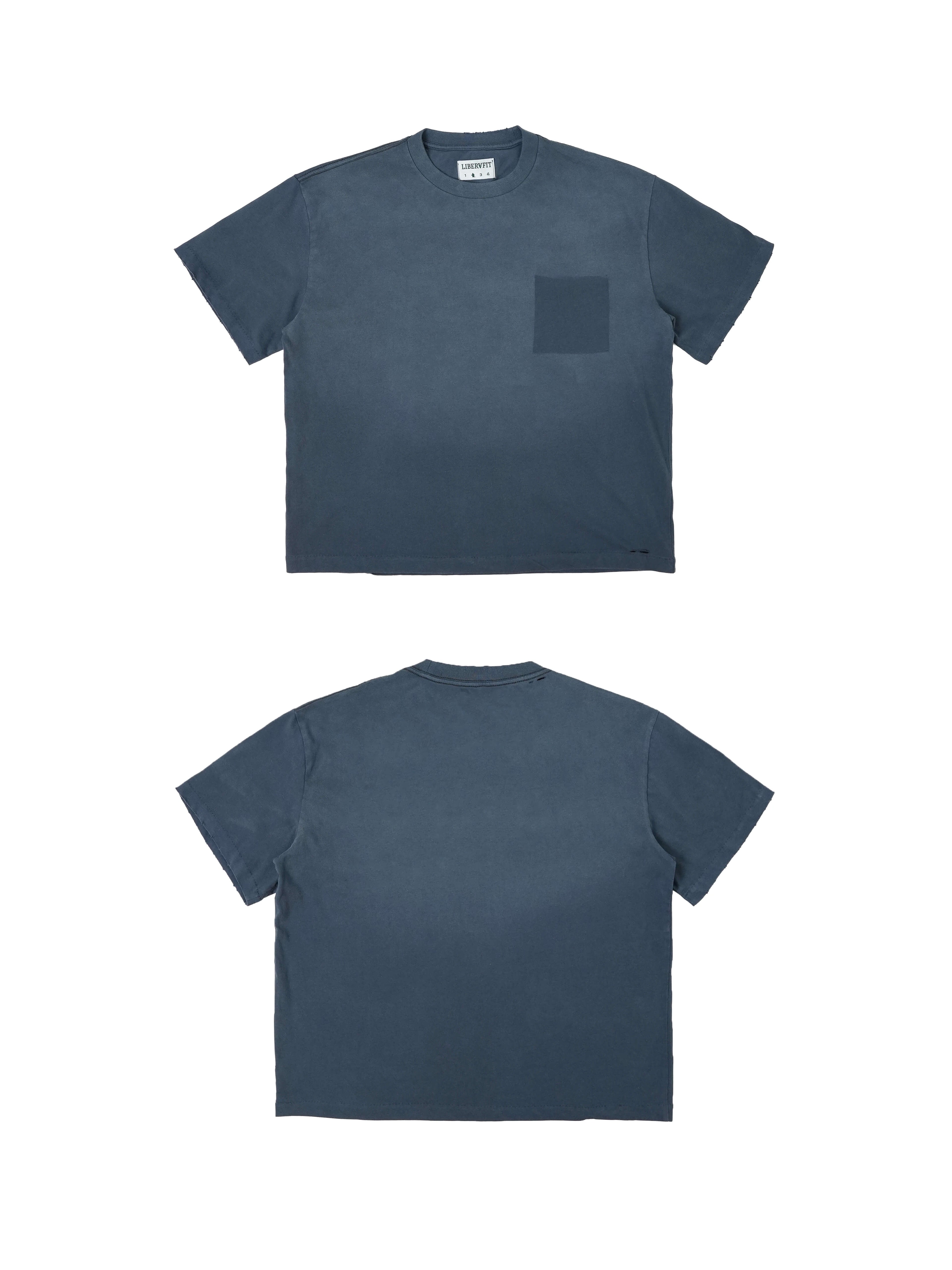 LIBERAFIT Vintage Washed Distressed Basic Short Sleeve Tee
