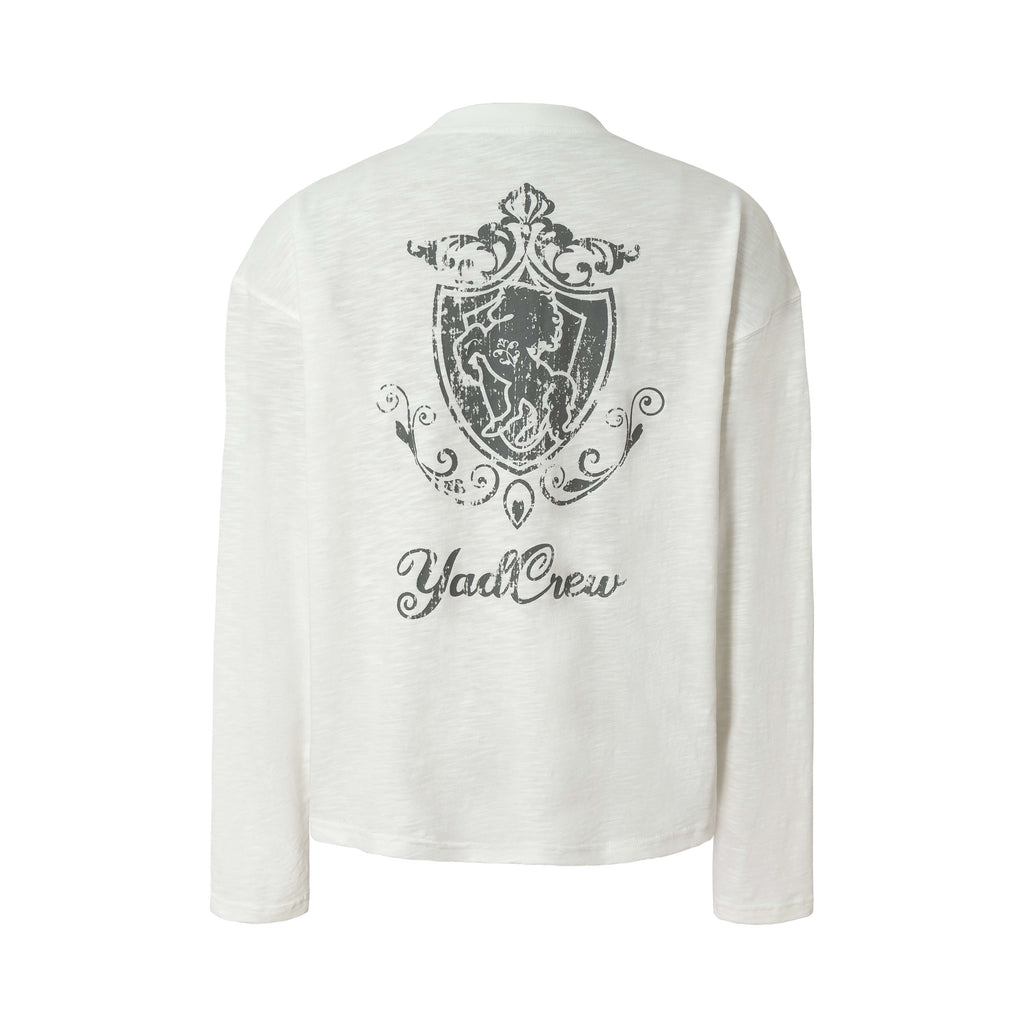 YADcrew Horse Vintage Print Long Sleeve Tee