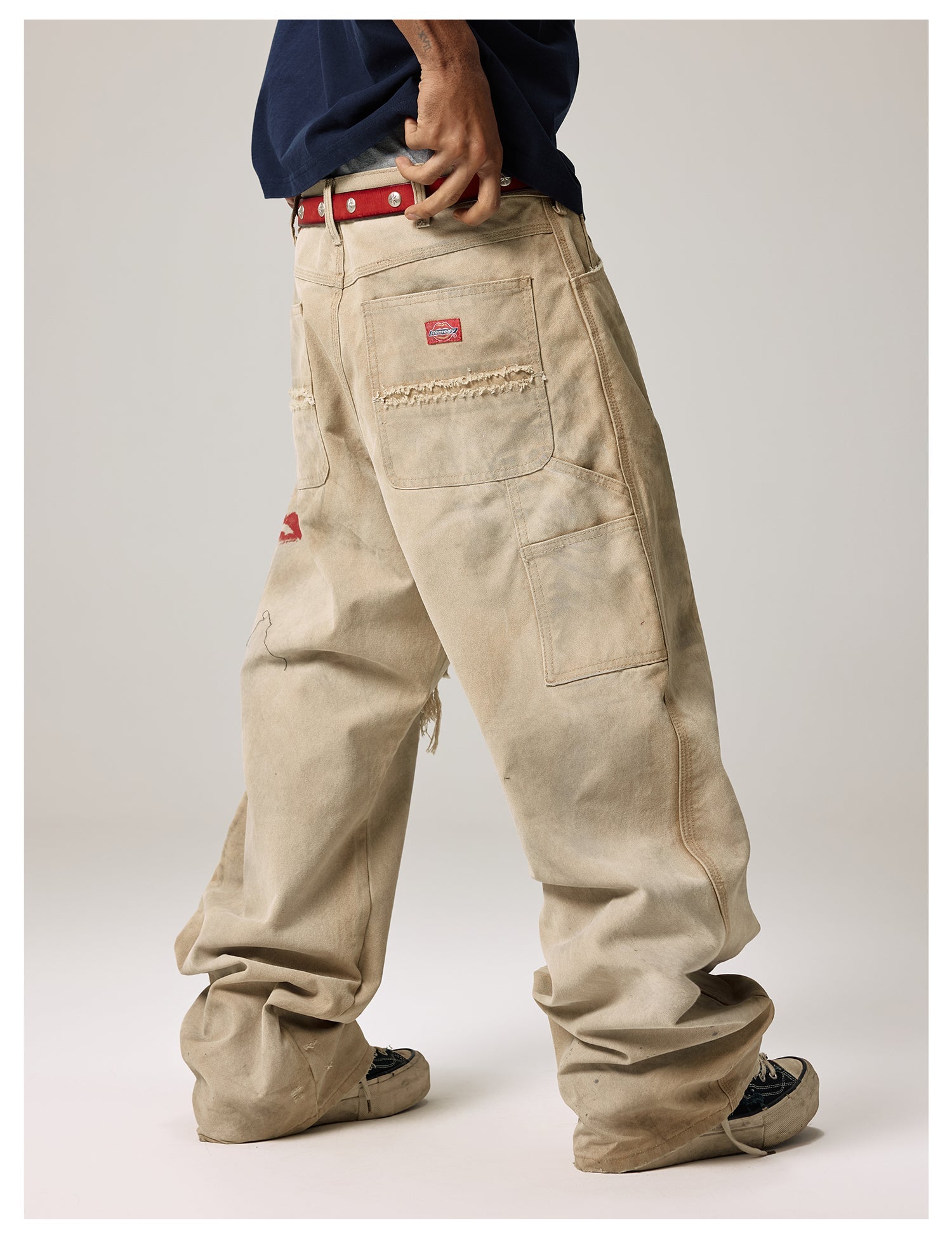 Remedy Kiss Mark Distressed Hole Work Painter Pants