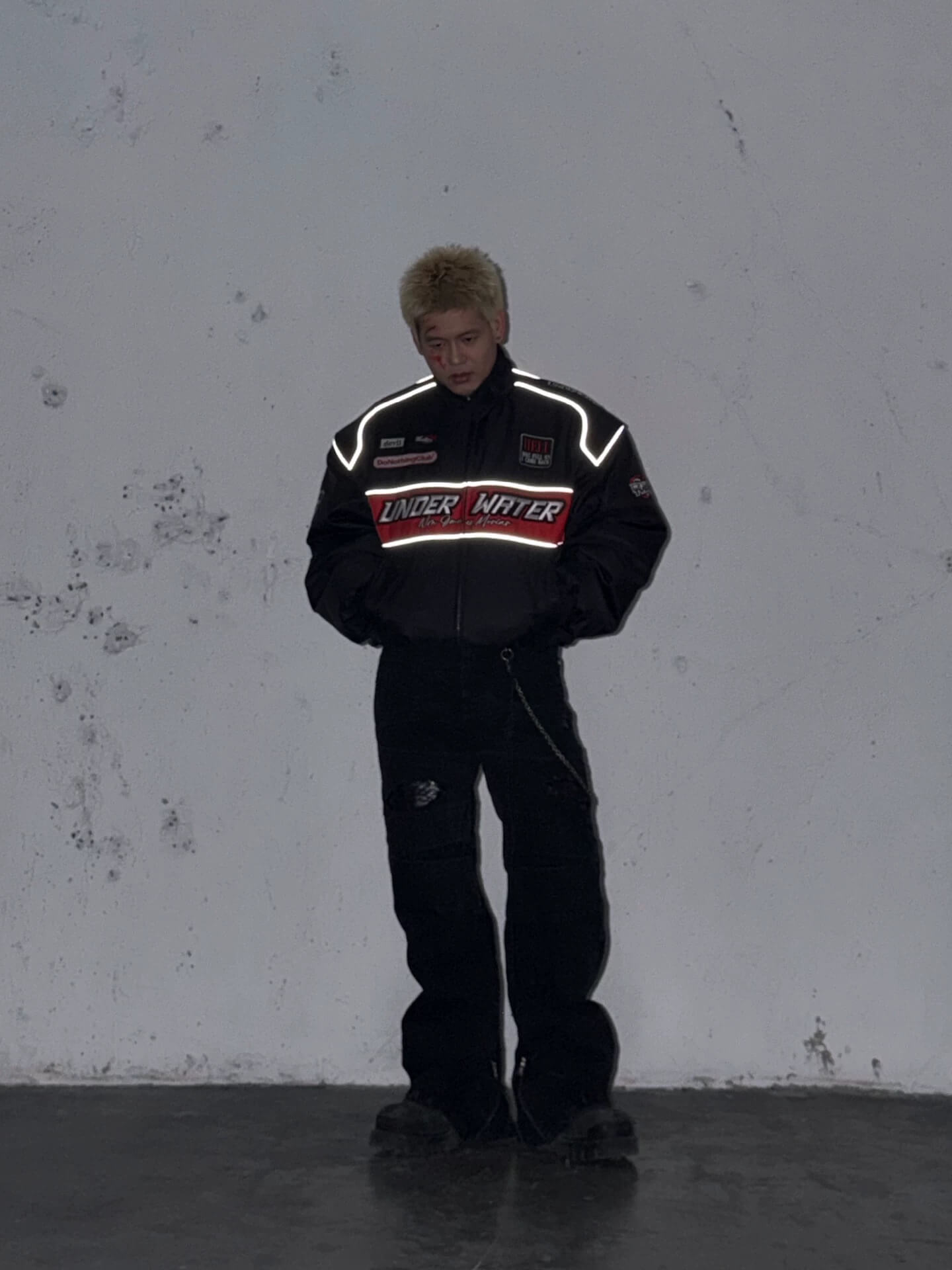 UNDERWATER Hell Badge Embroidered Racing Bomber Jacket