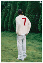 Remedy Number Patch Embroidered Polo Knit Sweater
