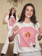 YADcrew Digital Print Cute Bear Rhinestone Tee
