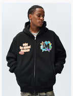 MEDM Blooming Star Embroidered Zip-Up Hoodie